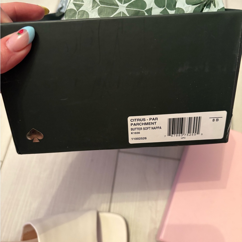 NIB Kate Spade Citrus Slide Sandals Women's Parchment (Off-White & Orange) sz 8 - Picture 4 of 6